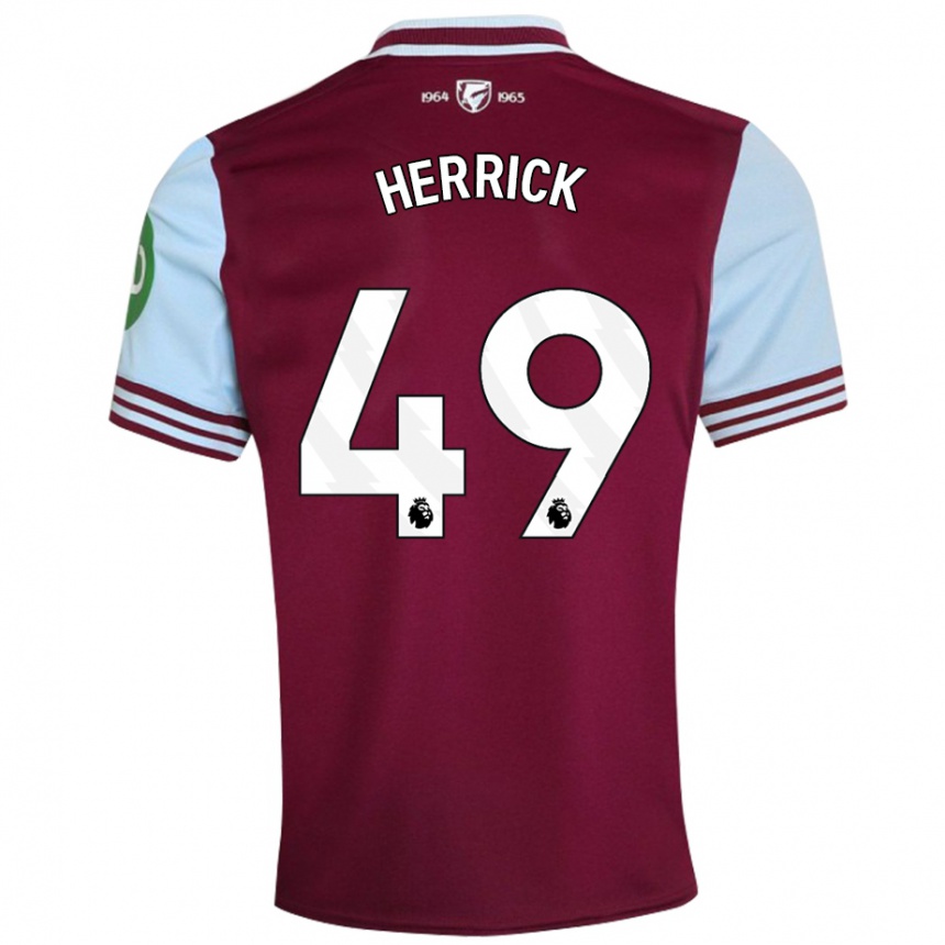 Gyermek Labdarúgás Finlay Herrick #49 Sötétvörös Hazai Jersey 2024/25 Mez Póló Ing