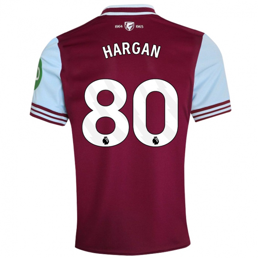 Gyermek Labdarúgás Riley Hargan #80 Sötétvörös Hazai Jersey 2024/25 Mez Póló Ing