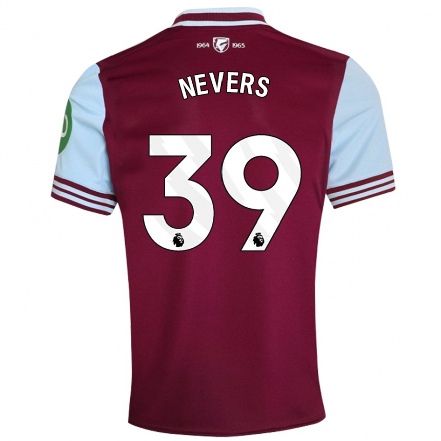 Gyermek Labdarúgás Thierry Nevers #39 Sötétvörös Hazai Jersey 2024/25 Mez Póló Ing