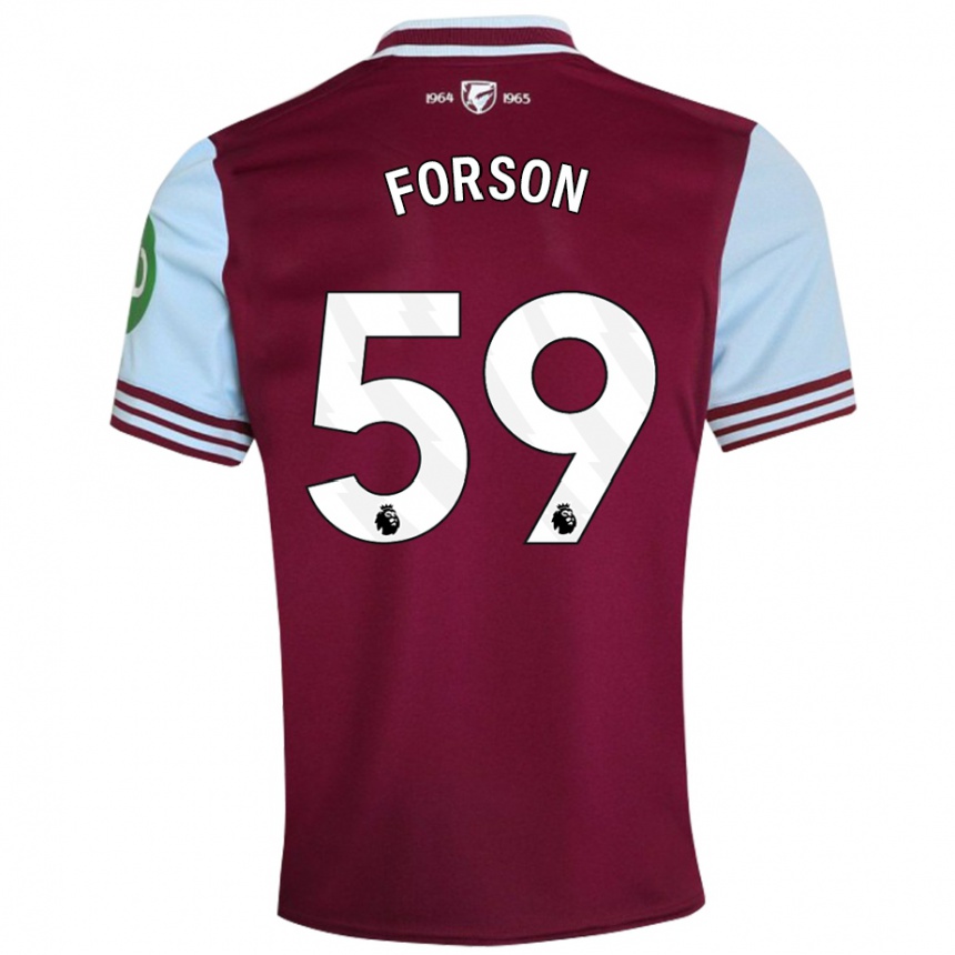 Gyermek Labdarúgás Keenan Forson #59 Sötétvörös Hazai Jersey 2024/25 Mez Póló Ing