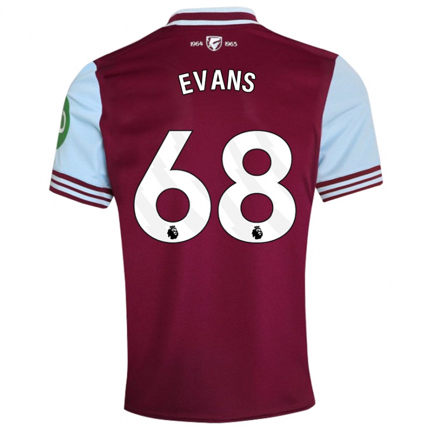 Gyermek Labdarúgás Isaac Evans #68 Sötétvörös Hazai Jersey 2024/25 Mez Póló Ing