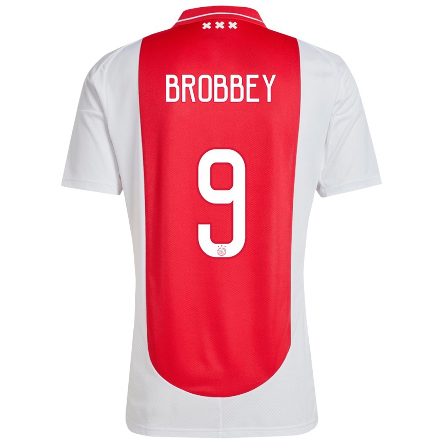 Gyermek Labdarúgás Brian Brobbey #9 Piros Fehér Hazai Jersey 2024/25 Mez Póló Ing