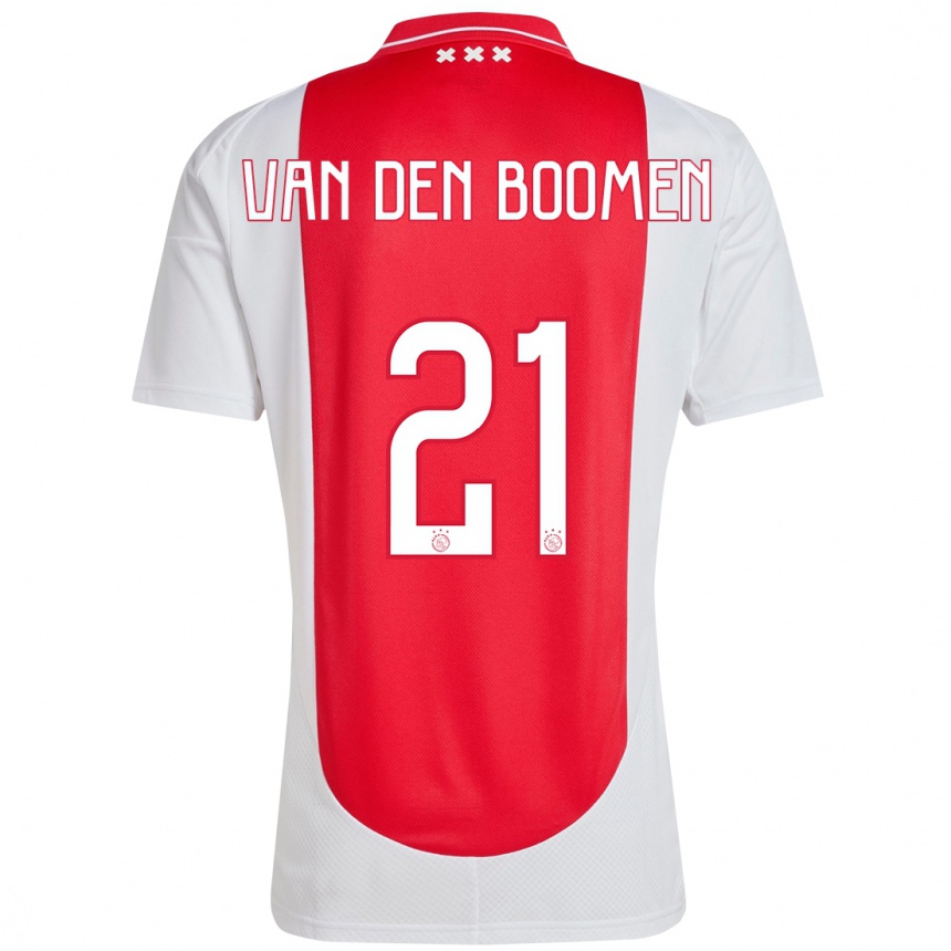 Gyermek Labdarúgás Branco Van Den Boomen #21 Piros Fehér Hazai Jersey 2024/25 Mez Póló Ing