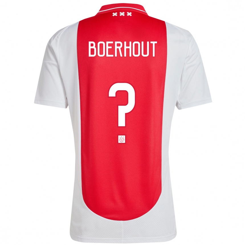 Gyermek Labdarúgás Yoram Boerhout #0 Piros Fehér Hazai Jersey 2024/25 Mez Póló Ing