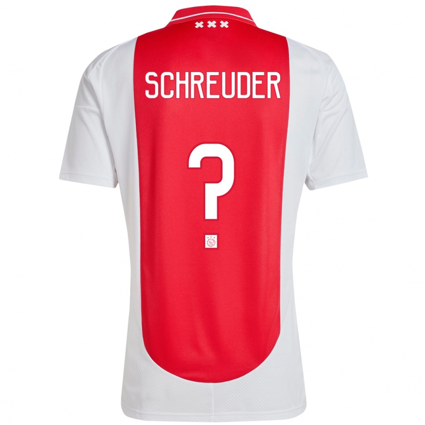 Gyermek Labdarúgás Timo Schreuder #0 Piros Fehér Hazai Jersey 2024/25 Mez Póló Ing