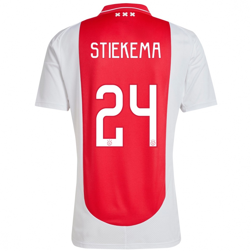 Gyermek Labdarúgás Iris Stiekema #24 Piros Fehér Hazai Jersey 2024/25 Mez Póló Ing