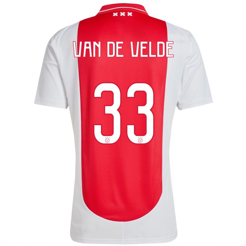 Gyermek Labdarúgás Jonna Van De Velde #33 Piros Fehér Hazai Jersey 2024/25 Mez Póló Ing