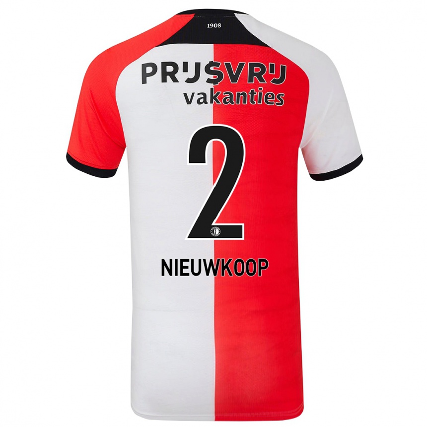 Gyermek Labdarúgás Bart Nieuwkoop #2 Piros Fehér Hazai Jersey 2024/25 Mez Póló Ing