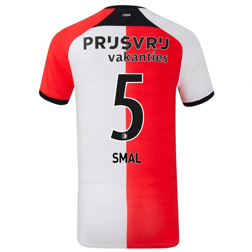 Gyermek Labdarúgás Gijs Smal #5 Piros Fehér Hazai Jersey 2024/25 Mez Póló Ing