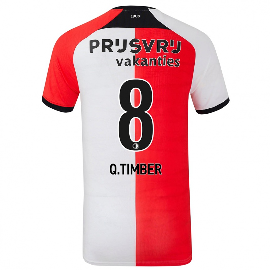 Gyermek Labdarúgás Quinten Timber #8 Piros Fehér Hazai Jersey 2024/25 Mez Póló Ing