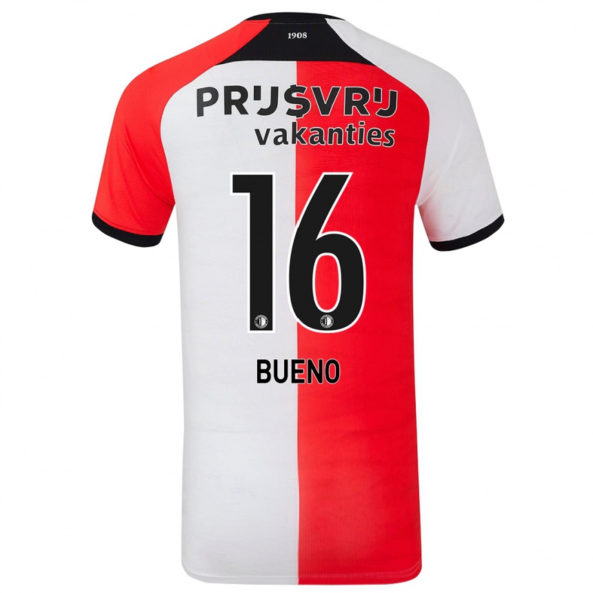 Gyermek Labdarúgás Hugo Bueno #16 Piros Fehér Hazai Jersey 2024/25 Mez Póló Ing