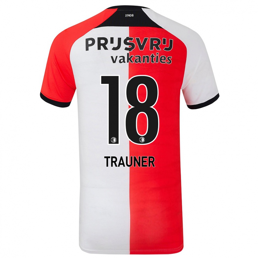 Gyermek Labdarúgás Gernot Trauner #18 Piros Fehér Hazai Jersey 2024/25 Mez Póló Ing