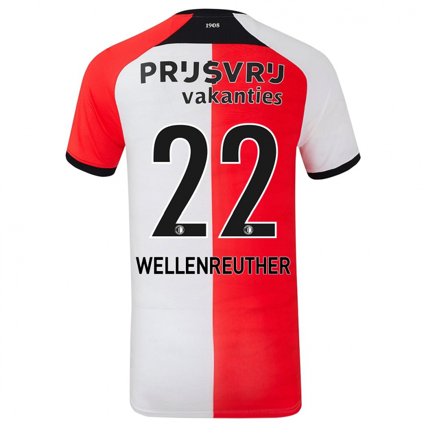 Gyermek Labdarúgás Timon Wellenreuther #22 Piros Fehér Hazai Jersey 2024/25 Mez Póló Ing