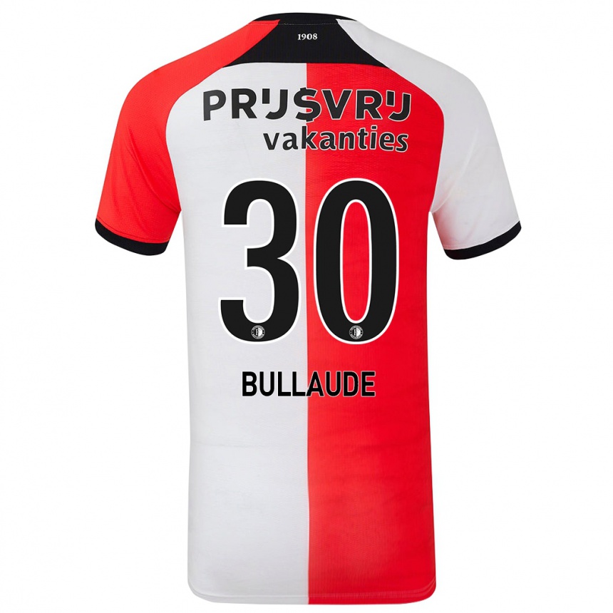 Gyermek Labdarúgás Ezequiel Bullaude #30 Piros Fehér Hazai Jersey 2024/25 Mez Póló Ing