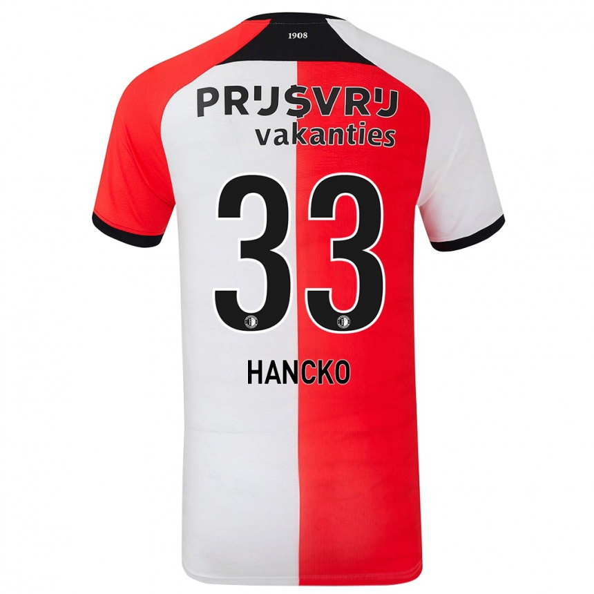 Gyermek Labdarúgás David Hancko #33 Piros Fehér Hazai Jersey 2024/25 Mez Póló Ing