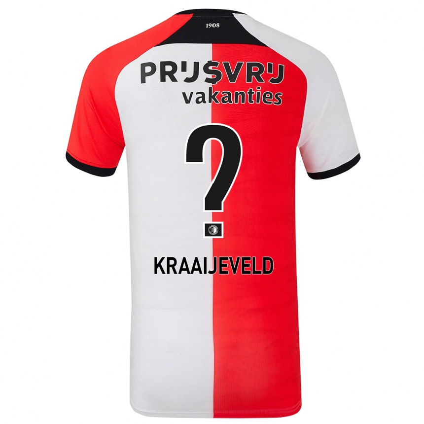 Gyermek Labdarúgás Thijs Kraaijeveld #0 Piros Fehér Hazai Jersey 2024/25 Mez Póló Ing