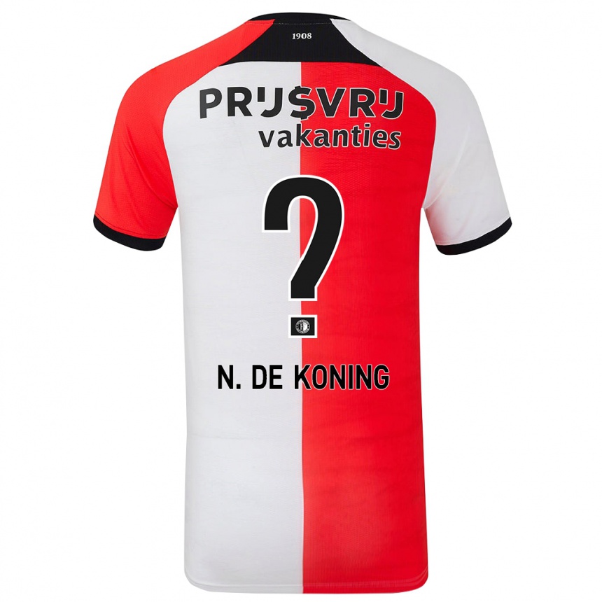 Gyermek Labdarúgás Nick De Koning #0 Piros Fehér Hazai Jersey 2024/25 Mez Póló Ing