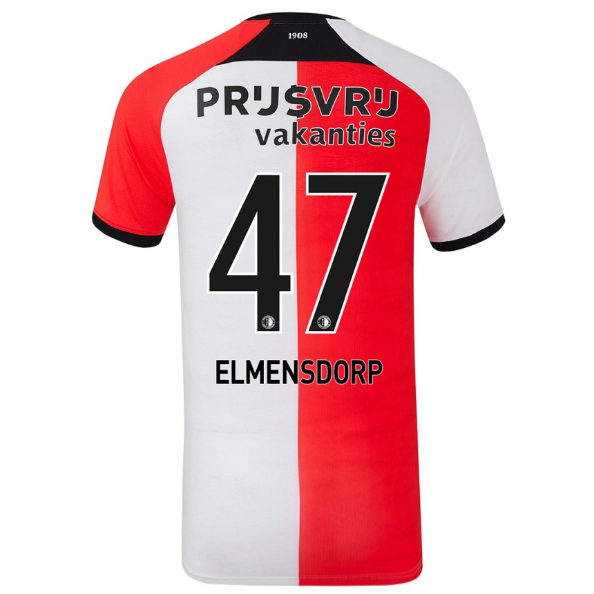 Gyermek Labdarúgás Paris Elmensdorp #47 Piros Fehér Hazai Jersey 2024/25 Mez Póló Ing