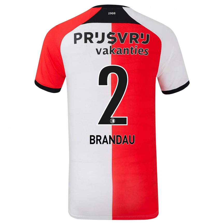 Gyermek Labdarúgás Justine Brandau #2 Piros Fehér Hazai Jersey 2024/25 Mez Póló Ing