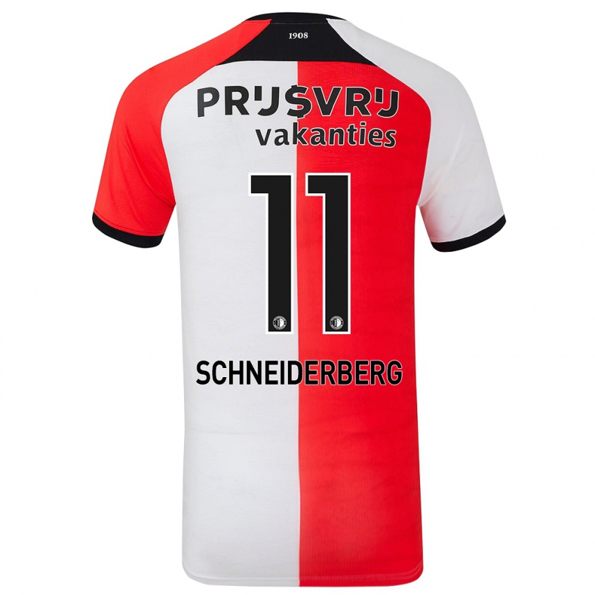 Gyermek Labdarúgás July Schneiderberg #11 Piros Fehér Hazai Jersey 2024/25 Mez Póló Ing