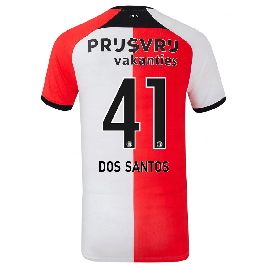 Gyermek Labdarúgás Giuliany Ben-David Dos Santos #41 Piros Fehér Hazai Jersey 2024/25 Mez Póló Ing