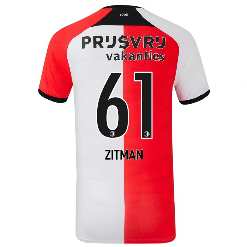 Gyermek Labdarúgás Sven Zitman #61 Piros Fehér Hazai Jersey 2024/25 Mez Póló Ing