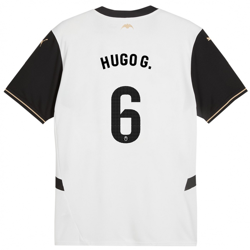 Gyermek Labdarúgás Hugo Guillamón #6 Fehér Fekete Hazai Jersey 2024/25 Mez Póló Ing