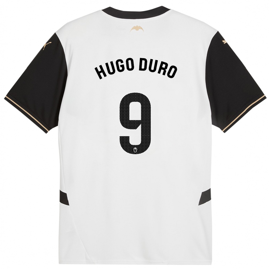 Gyermek Labdarúgás Hugo Duro #9 Fehér Fekete Hazai Jersey 2024/25 Mez Póló Ing