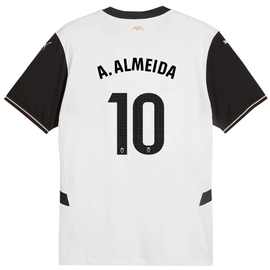 Gyermek Labdarúgás André Almeida #10 Fehér Fekete Hazai Jersey 2024/25 Mez Póló Ing