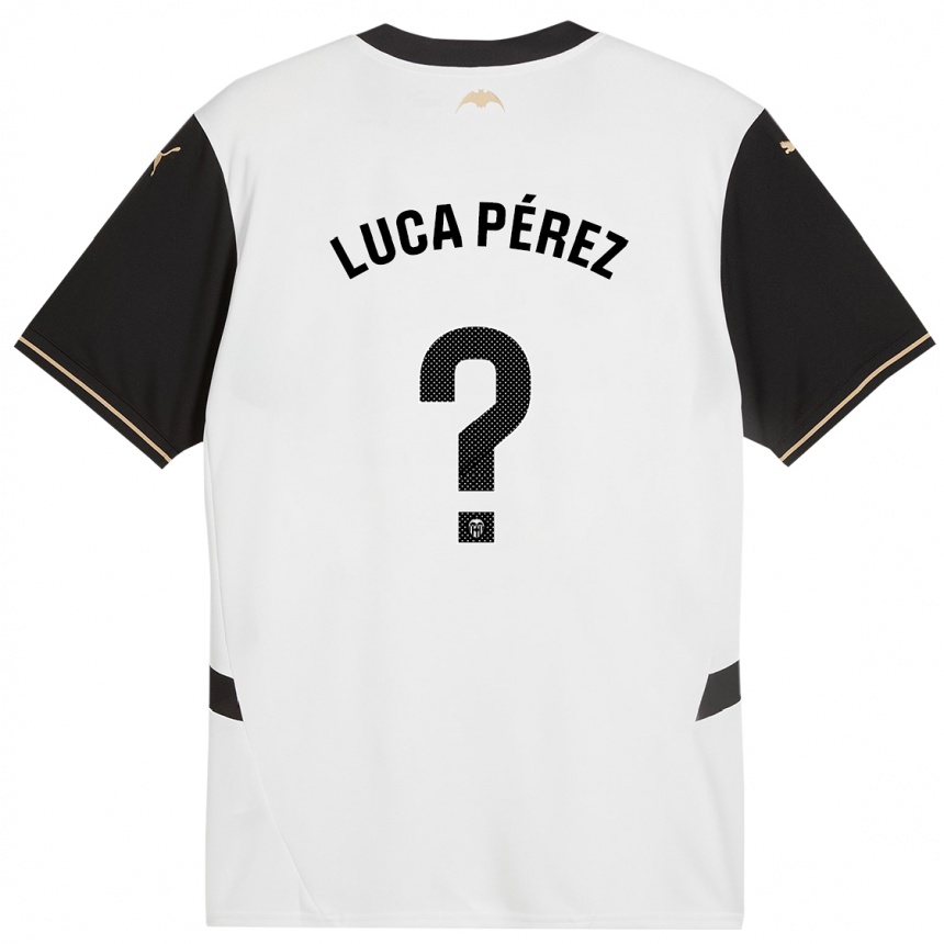 Gyermek Labdarúgás Simón Luca Pérez #0 Fehér Fekete Hazai Jersey 2024/25 Mez Póló Ing