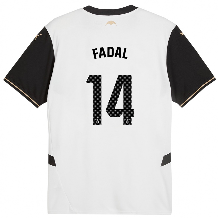 Gyermek Labdarúgás Ali Fadal #14 Fehér Fekete Hazai Jersey 2024/25 Mez Póló Ing