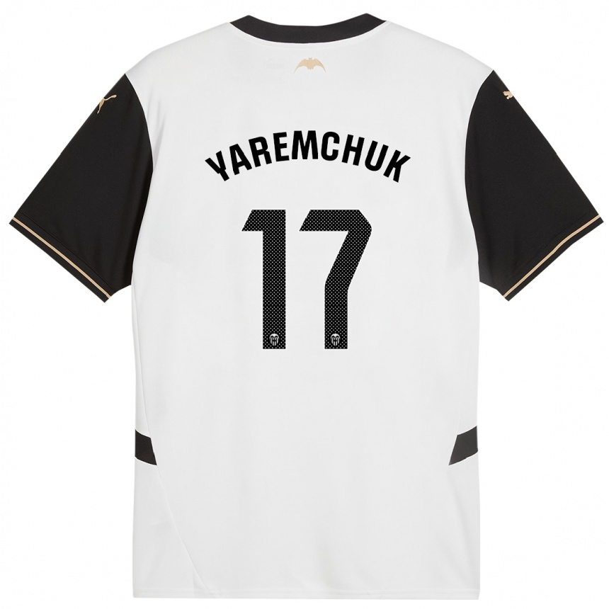 Gyermek Labdarúgás Roman Yaremchuk #17 Fehér Fekete Hazai Jersey 2024/25 Mez Póló Ing