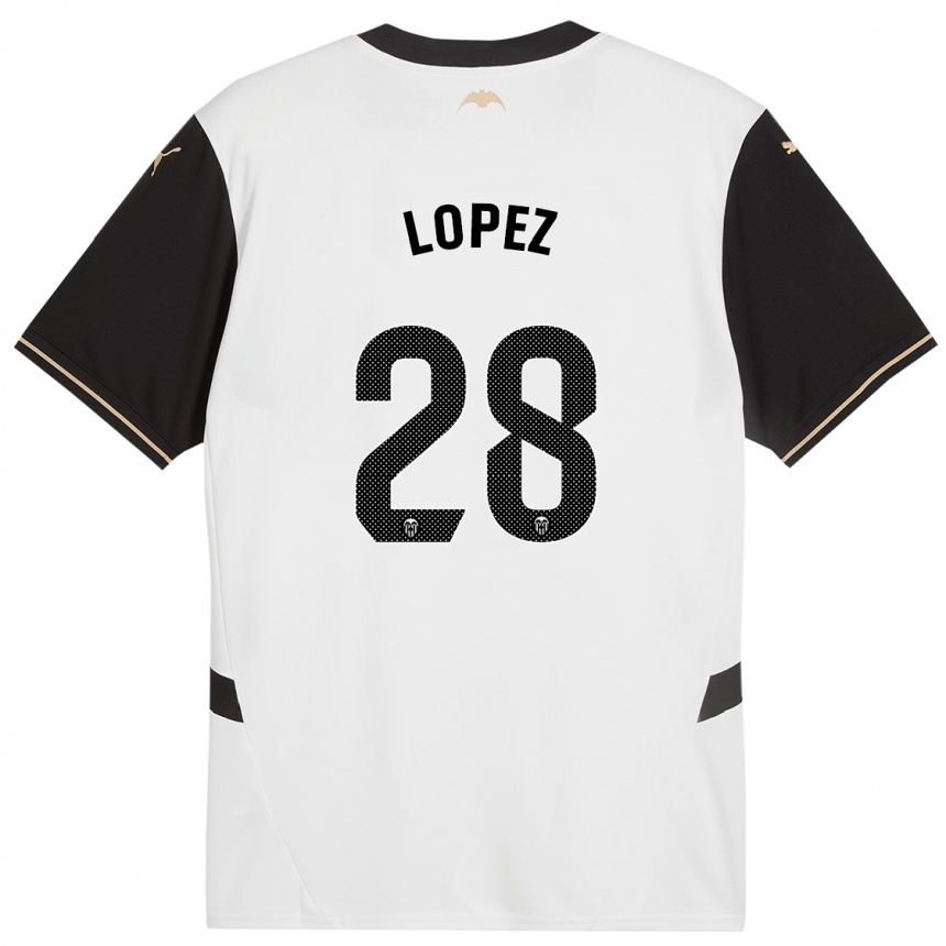 Gyermek Labdarúgás Saray Lopez #28 Fehér Fekete Hazai Jersey 2024/25 Mez Póló Ing