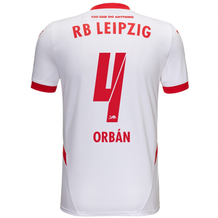 Gyermek Labdarúgás Willi Orbán #4 Fehér Piros Hazai Jersey 2024/25 Mez Póló Ing