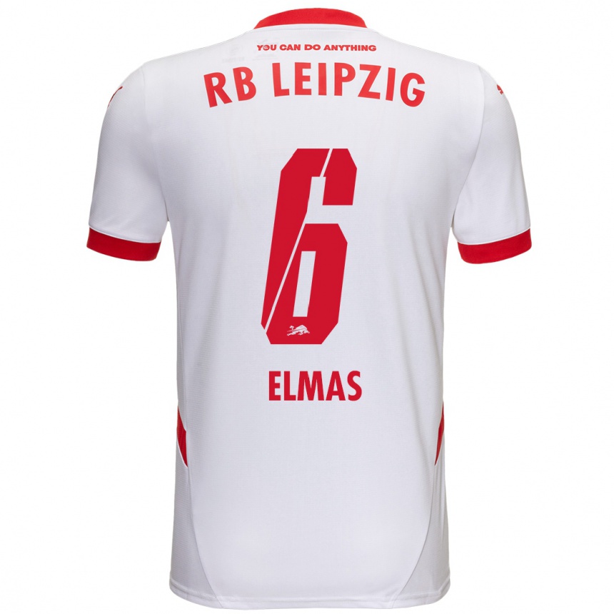 Gyermek Labdarúgás Eljif Elmas #6 Fehér Piros Hazai Jersey 2024/25 Mez Póló Ing