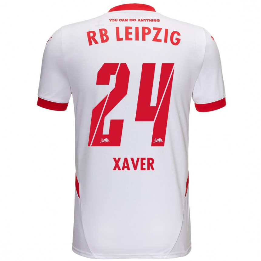 Gyermek Labdarúgás Xaver Schlager #24 Fehér Piros Hazai Jersey 2024/25 Mez Póló Ing