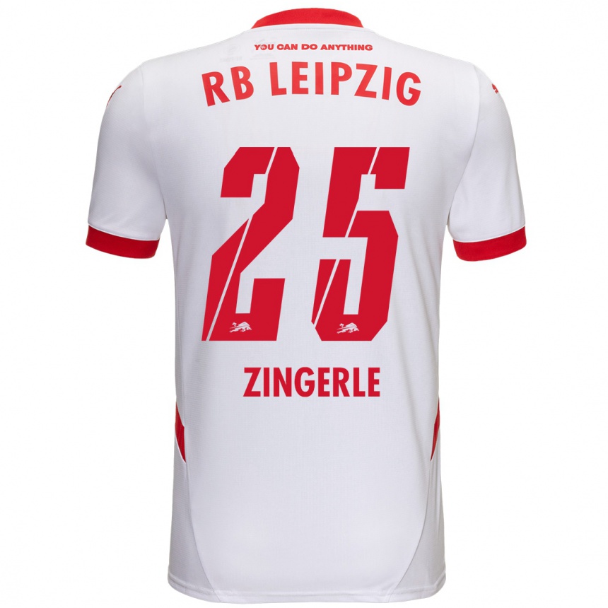 Gyermek Labdarúgás Leopold Zingerle #25 Fehér Piros Hazai Jersey 2024/25 Mez Póló Ing