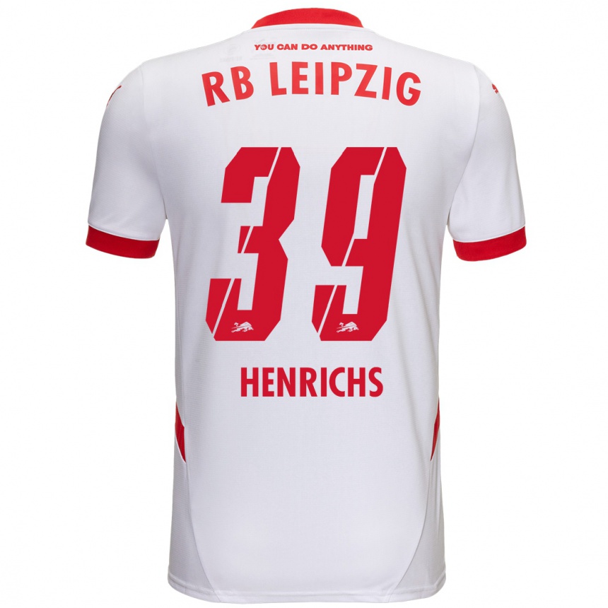 Gyermek Labdarúgás Benjamin Henrichs #39 Fehér Piros Hazai Jersey 2024/25 Mez Póló Ing