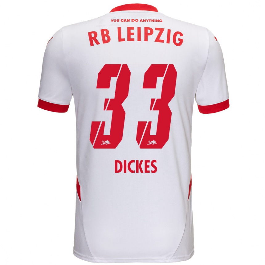 Gyermek Labdarúgás Fernando Dickes #33 Fehér Piros Hazai Jersey 2024/25 Mez Póló Ing