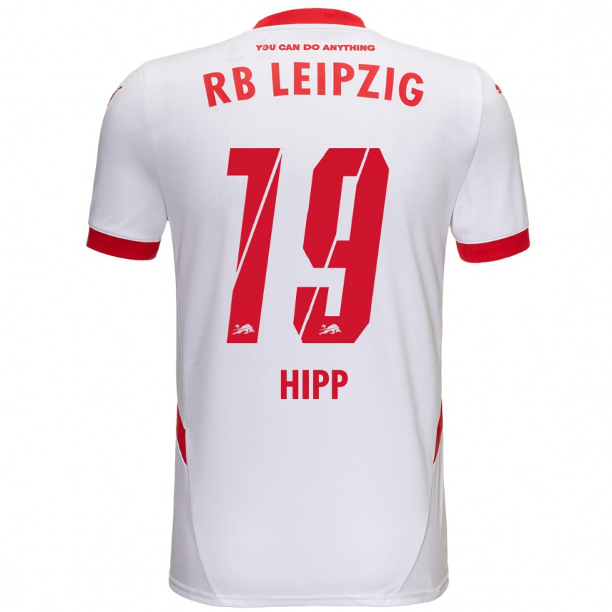 Gyermek Labdarúgás Jenny Hipp #19 Fehér Piros Hazai Jersey 2024/25 Mez Póló Ing