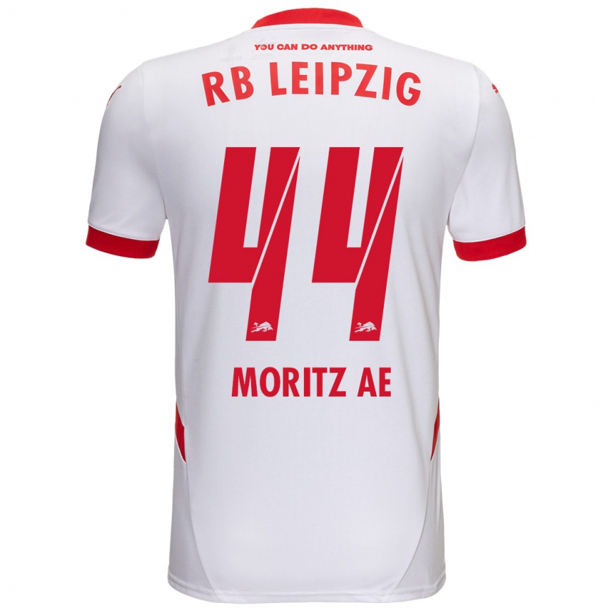 Gyermek Labdarúgás Moritz Aé #44 Fehér Piros Hazai Jersey 2024/25 Mez Póló Ing