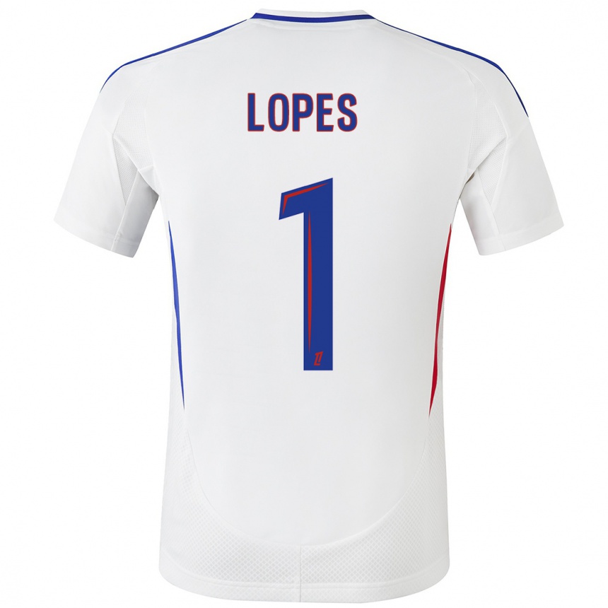 Gyermek Labdarúgás Anthony Lopes #1 Fehér Kék Hazai Jersey 2024/25 Mez Póló Ing