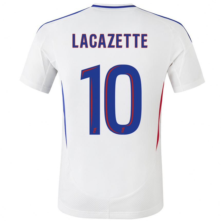 Gyermek Labdarúgás Alexandre Lacazette #10 Fehér Kék Hazai Jersey 2024/25 Mez Póló Ing