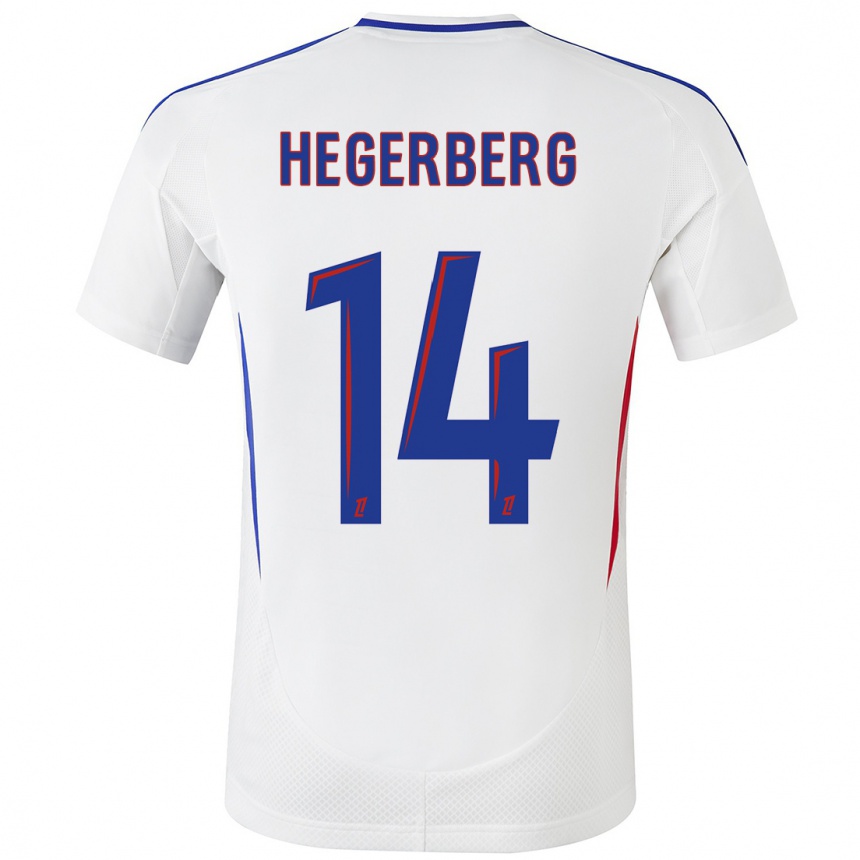 Gyermek Labdarúgás Ada Hegerberg #14 Fehér Kék Hazai Jersey 2024/25 Mez Póló Ing