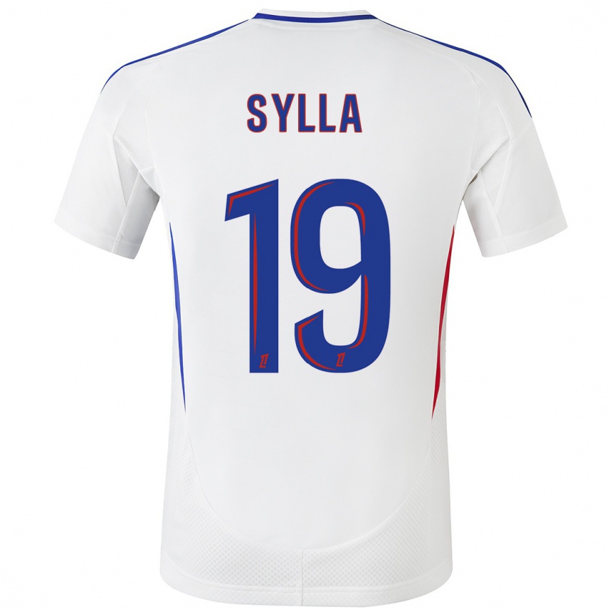 Gyermek Labdarúgás Kysha Sylla #19 Fehér Kék Hazai Jersey 2024/25 Mez Póló Ing