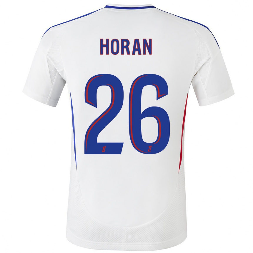 Gyermek Labdarúgás Lindsey Horan #26 Fehér Kék Hazai Jersey 2024/25 Mez Póló Ing