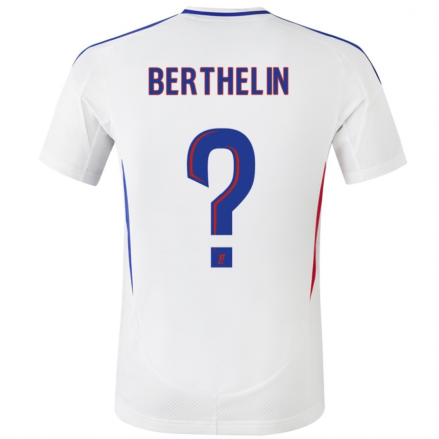 Gyermek Labdarúgás Romain Berthelin #0 Fehér Kék Hazai Jersey 2024/25 Mez Póló Ing