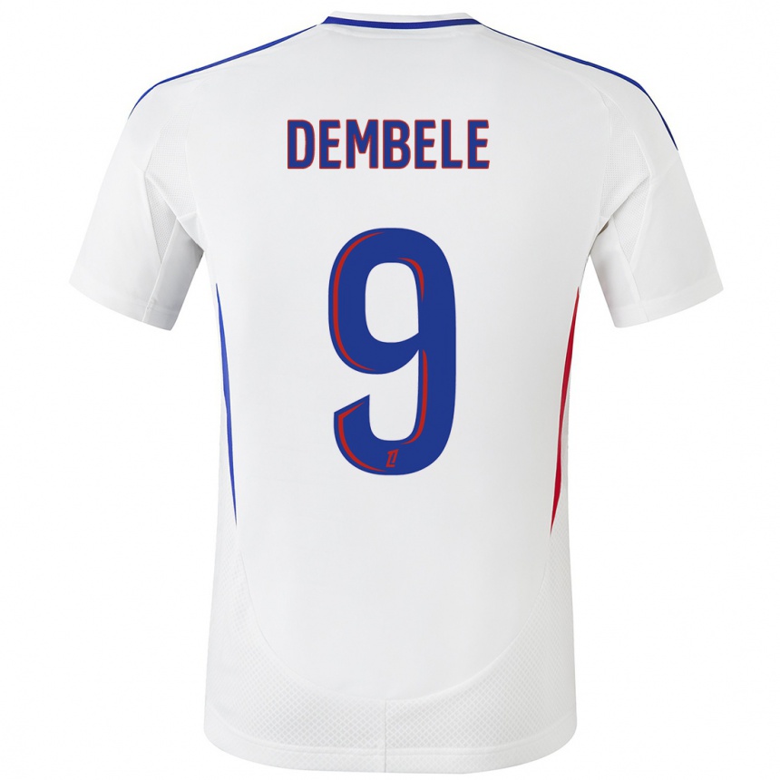 Gyermek Labdarúgás Moussa Dembele #9 Fehér Kék Hazai Jersey 2024/25 Mez Póló Ing