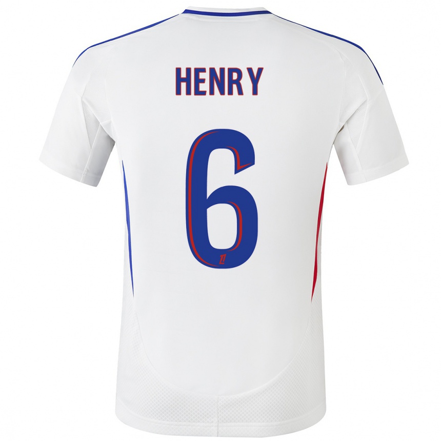 Gyermek Labdarúgás Amandine Henry #6 Fehér Kék Hazai Jersey 2024/25 Mez Póló Ing