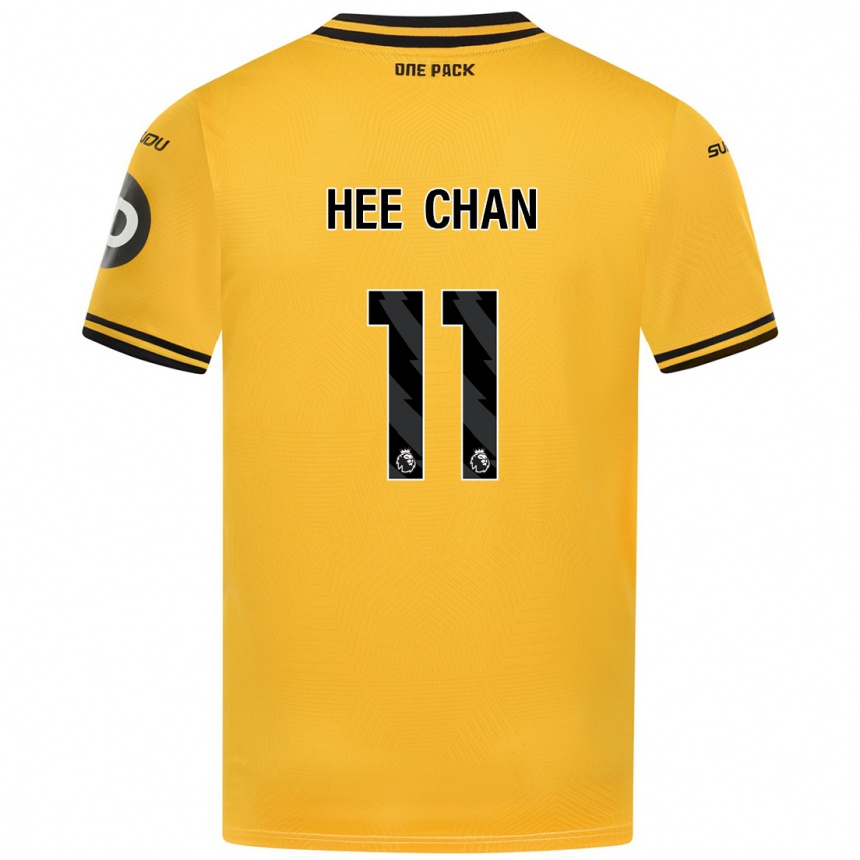 Gyermek Labdarúgás Hee-Chan Hwang #11 Sárga Hazai Jersey 2024/25 Mez Póló Ing